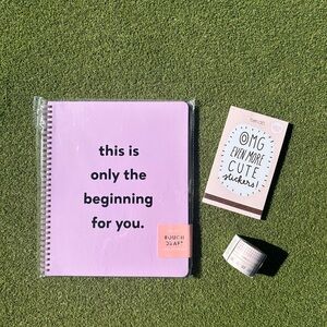 NWOT Bando Large Rough Draft notebook, OMG stickers and set of 3 washi tape
